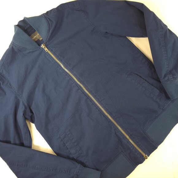 Slate & Stone Other - SLATE & STONE Mens MEDIUM Bomber Jacket Blue Cotton Stretch Long Sleeve Full Zip